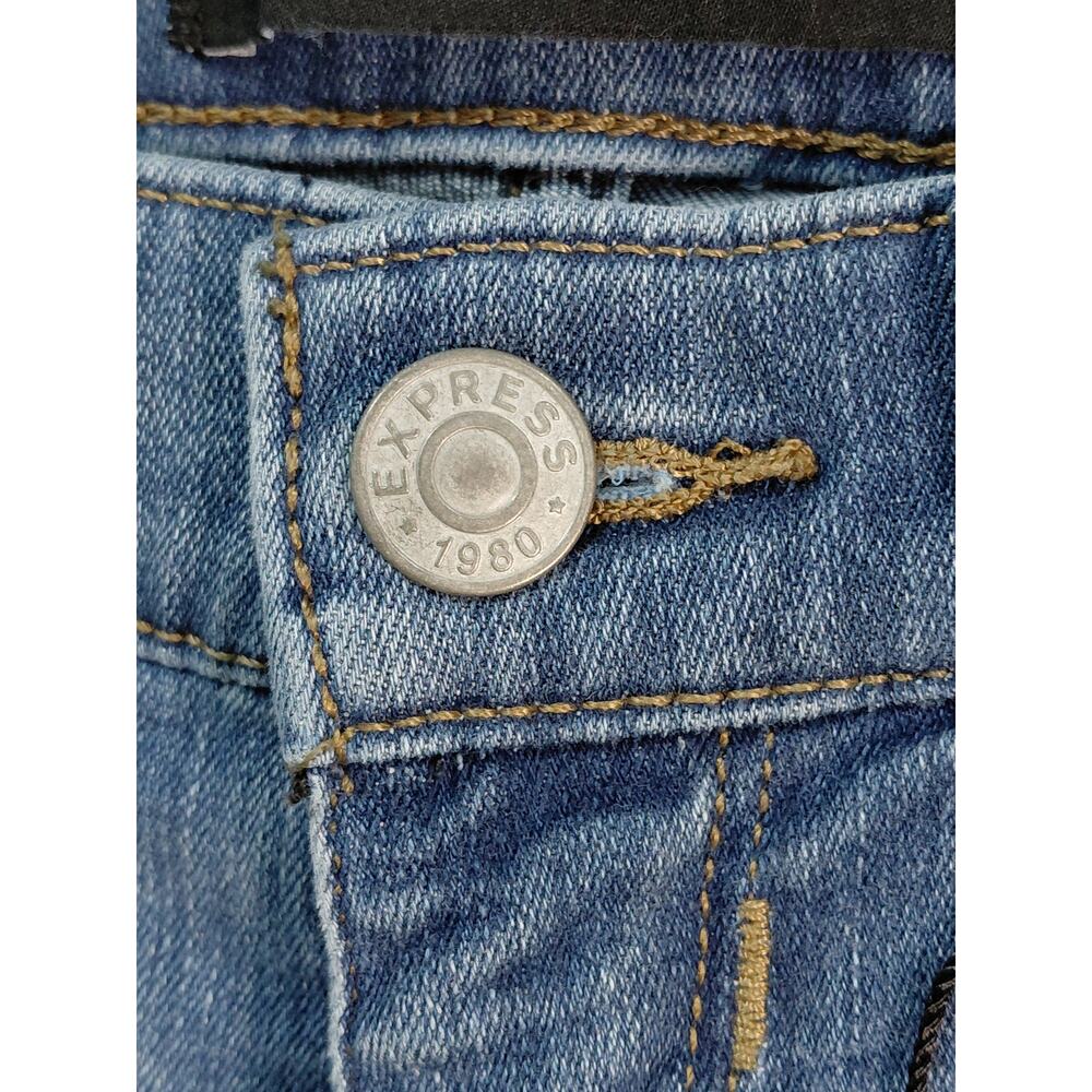 Express Ankle Legging Mid Rise Yellow Stripe Blue Jeans Women Size 4R - Picture 15 of 16